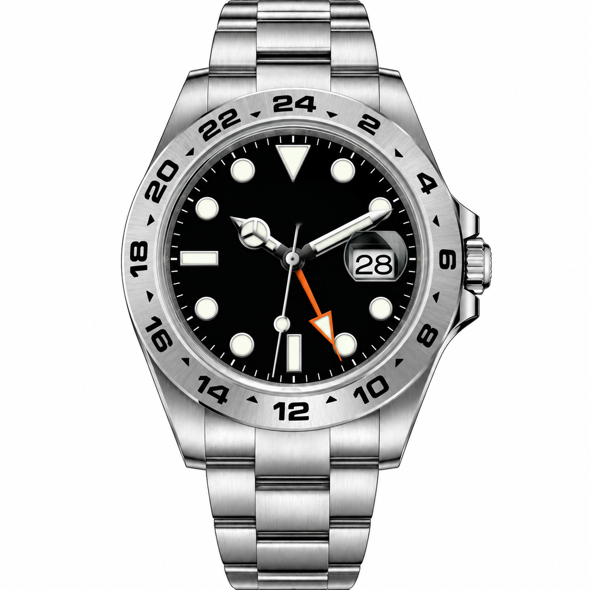 Imperial Explorer GMT – Black Dial, Steel & Orange Hand