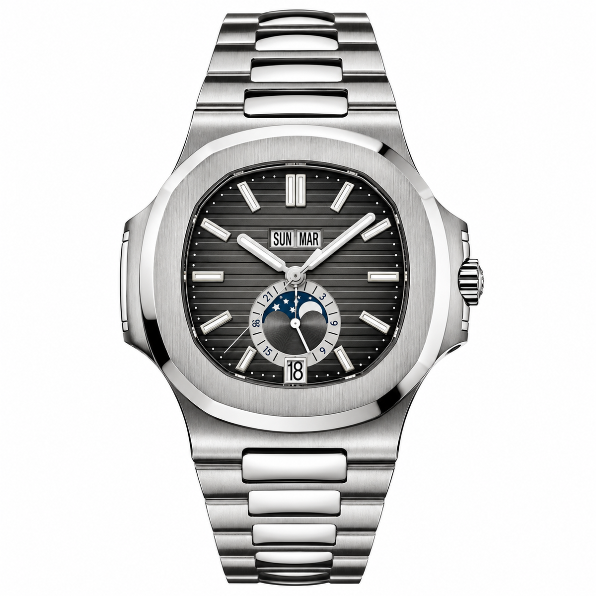 Prestige Steel Annual Calendar – Moon Phase Edition