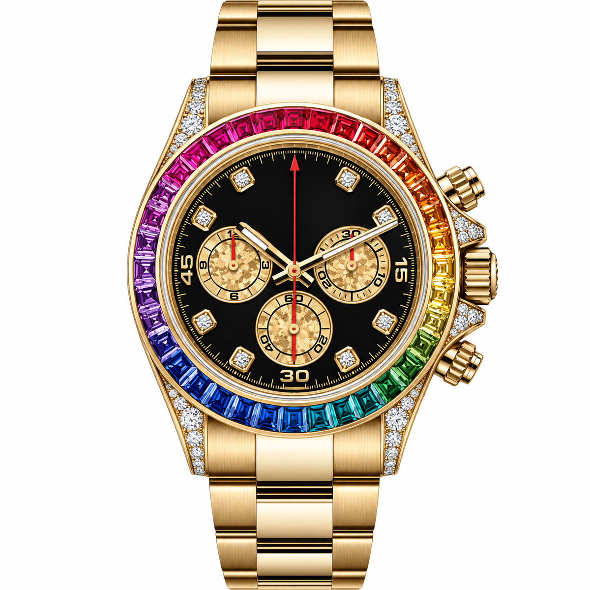 Imperial Gold Chronograph – Rainbow Bezel